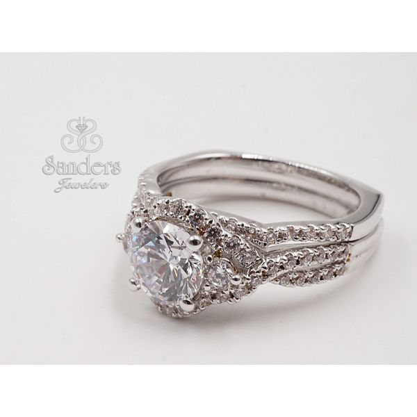 3 Stone Halo Engagement Ring Image 2 Sanders Jewelers Gainesville, FL