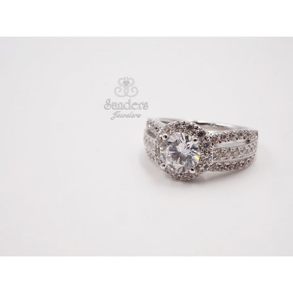 3 Row Round Halo Diamond Engagement Ring Sanders Jewelers Gainesville, FL