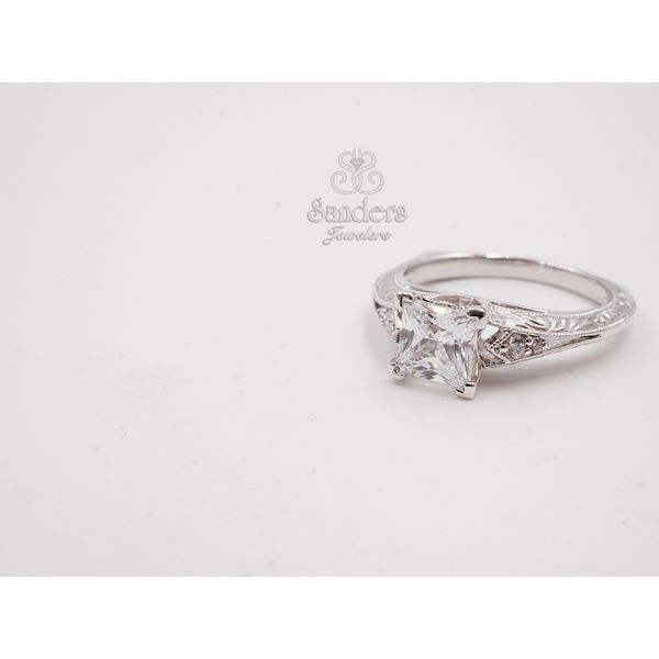 Princess Cut Engraved Diamond Engagement Ring Sanders Jewelers Gainesville, FL