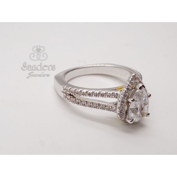 Pear Halo Diamond Engagement Ring Sanders Jewelers Gainesville, FL