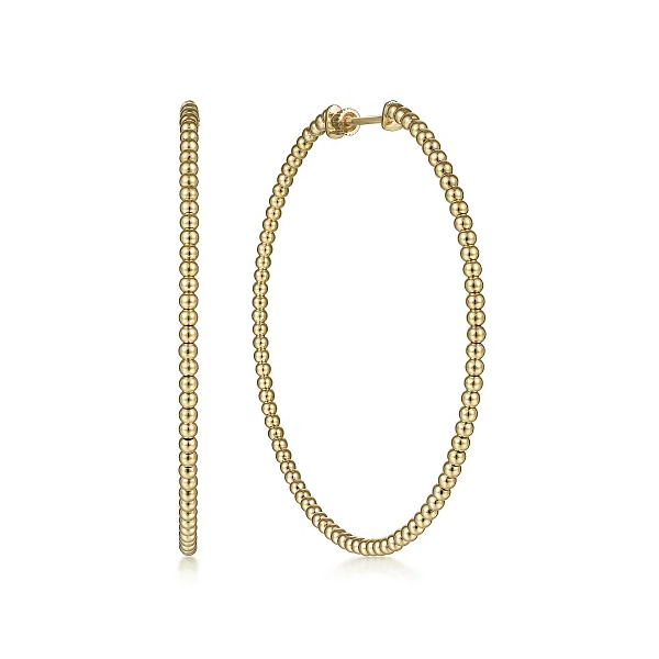 Gabriel & Co. 14K Yellow Gold Bujukan Classic Hoop Earrings in size 60mm Shannon Jewelers Spring, TX