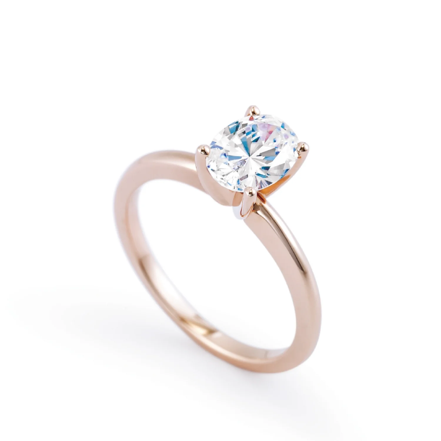 Rose gold solitaire engagement ring with round brilliant-cut center stone Diamonds Direct St. Petersburg, FL