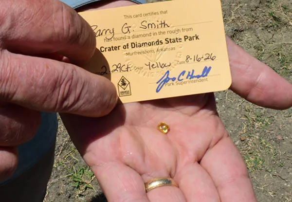 Tennessee Grandfather Unearths 2.29-Carat Canary Yellow Diamond in Arkansas