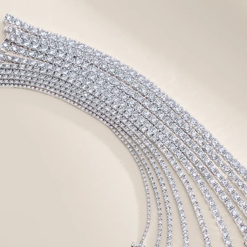 Lab diamond bracelets arranged elegantly, showcasing their brilliance and sparkle. Visit Amos Jewelry in Wray for more.