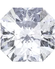 Asscher-cut diamond with intricate facets. Click to explore Asscher diamonds.