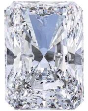 Radiant-cut diamond with intricate facets, click to explore emerald shapes.