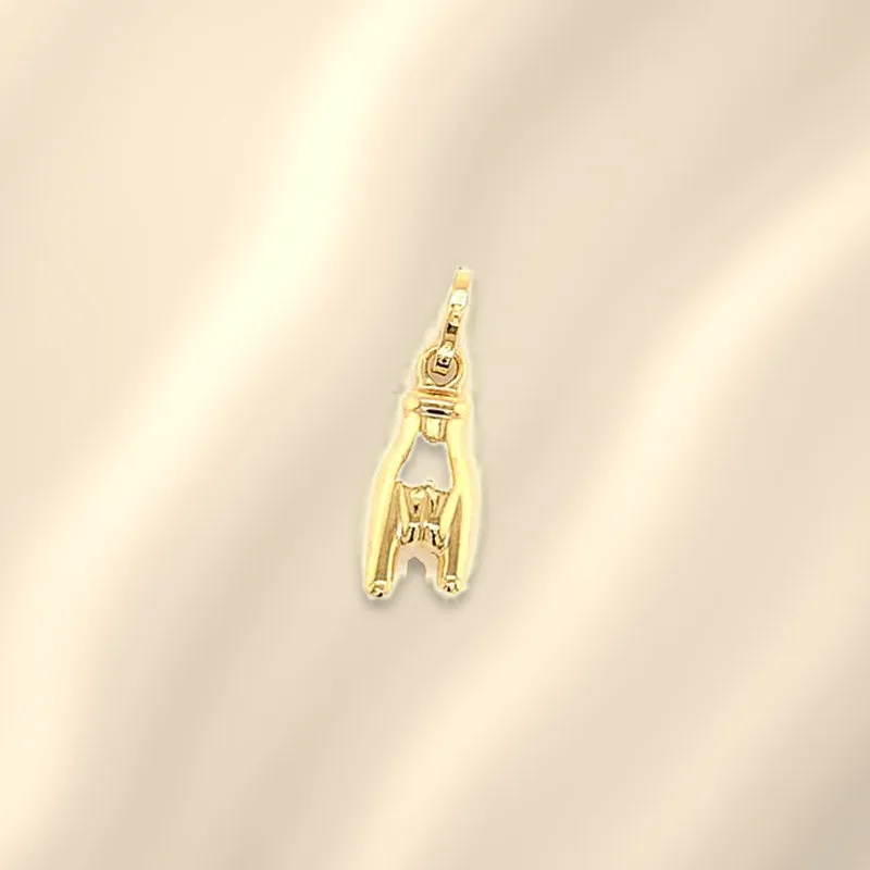 18K yellow gold three-quarter-inch Italian hand charm by OroVerde on champagne silk