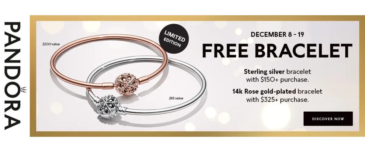 FREE LE PANDORA BANGLE w/ Purchase - 12/8 - 12/19