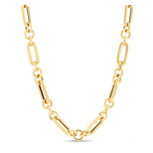 14K Gold Alternating Paperclip Round Links Chain - Arezzo Jewelers Elmwood Park, IL