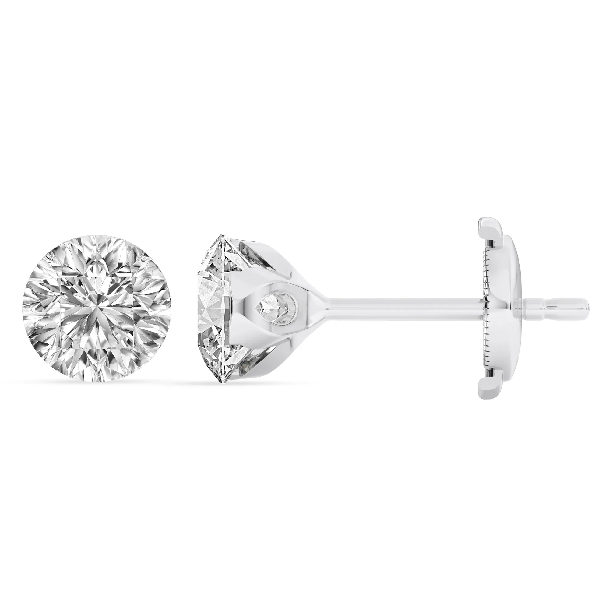 Round lab-grown diamond stud earring with a transparent setting. Click to shop lab-grown diamond jewelry at Arezzo Jewelers.