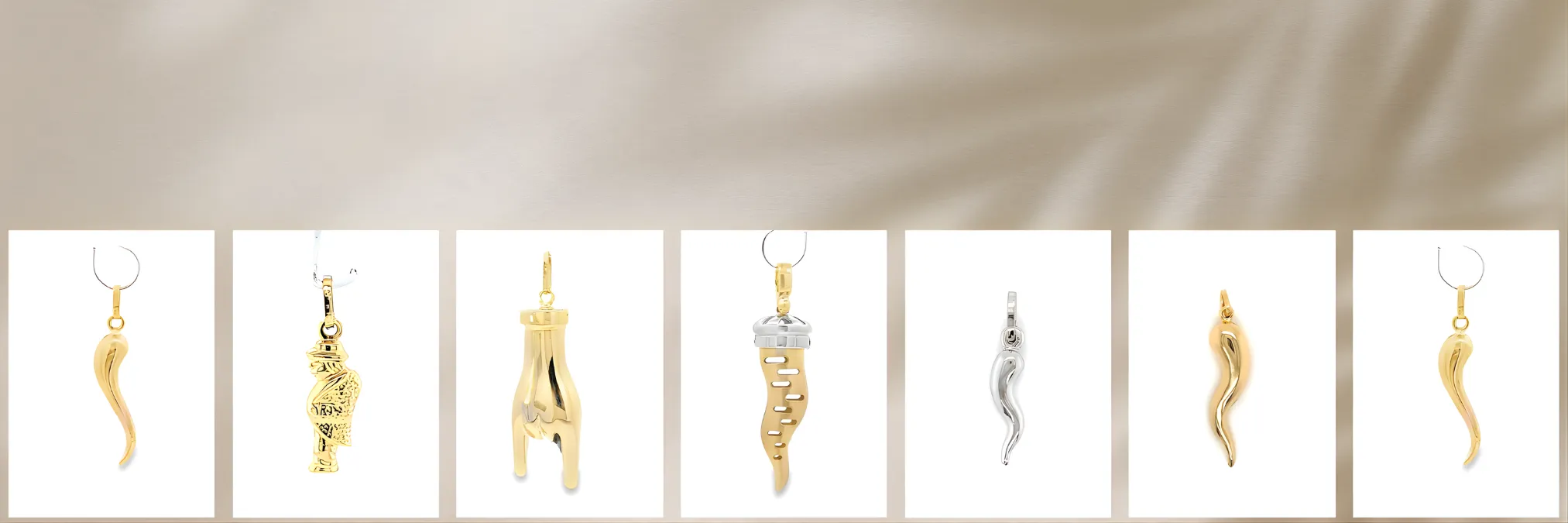 Collage of gold jewelry including necklaces, earrings, and bracelets from Sif Jakobs' collection at Arezzo Jewelers. Shop Now.