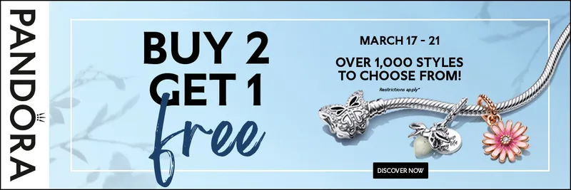Read article: Buy 2, Get 1 FREE! Pandora Sale at Arezzo Jewelers