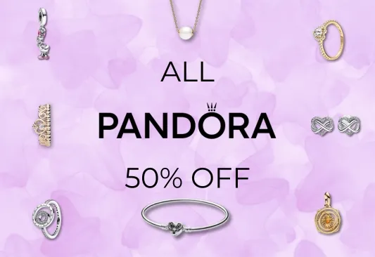 All Pandora jewelry is 50% off. Click to explore the collection at Arezzo Jewelers in Elmwood Park.