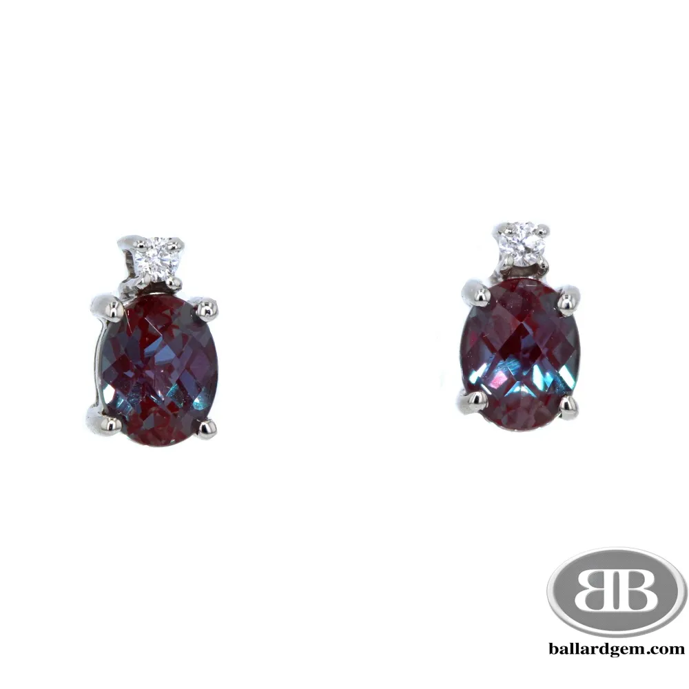 14K white gold oval alexandrite & diamond studs $275 Ballard & Ballard Fountain Valley, CA