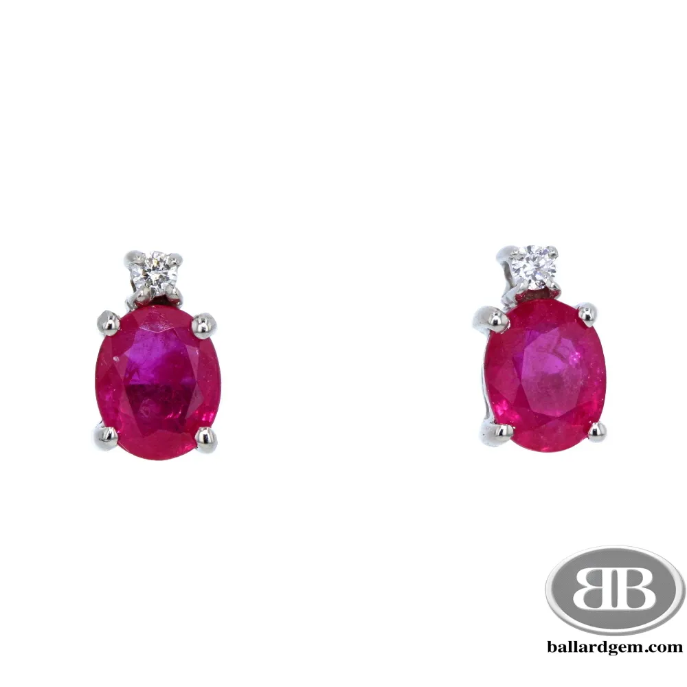 14K oval ruby & diamond studs $275 Ballard & Ballard Fountain Valley, CA