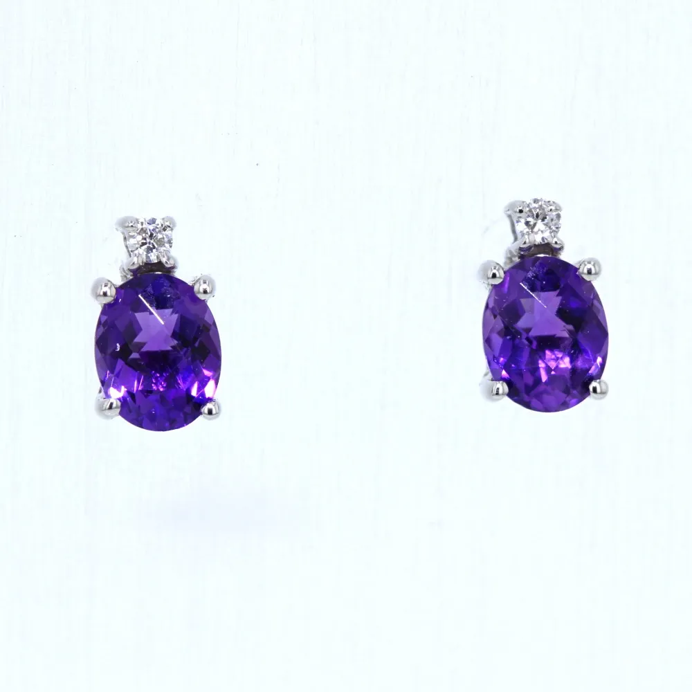 14K Oval Amethyst & Diamond Studs $275 Ballard & Ballard Fountain Valley, CA