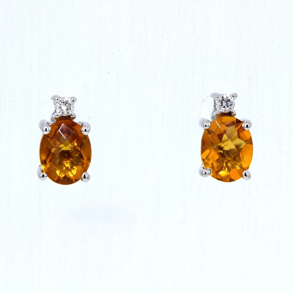 14K white gold Oval Citrine & Diamond Studs $275 Ballard & Ballard Fountain Valley, CA
