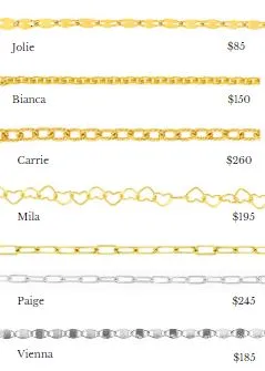 Different Chains Available from Baxter's Fine Jewelry