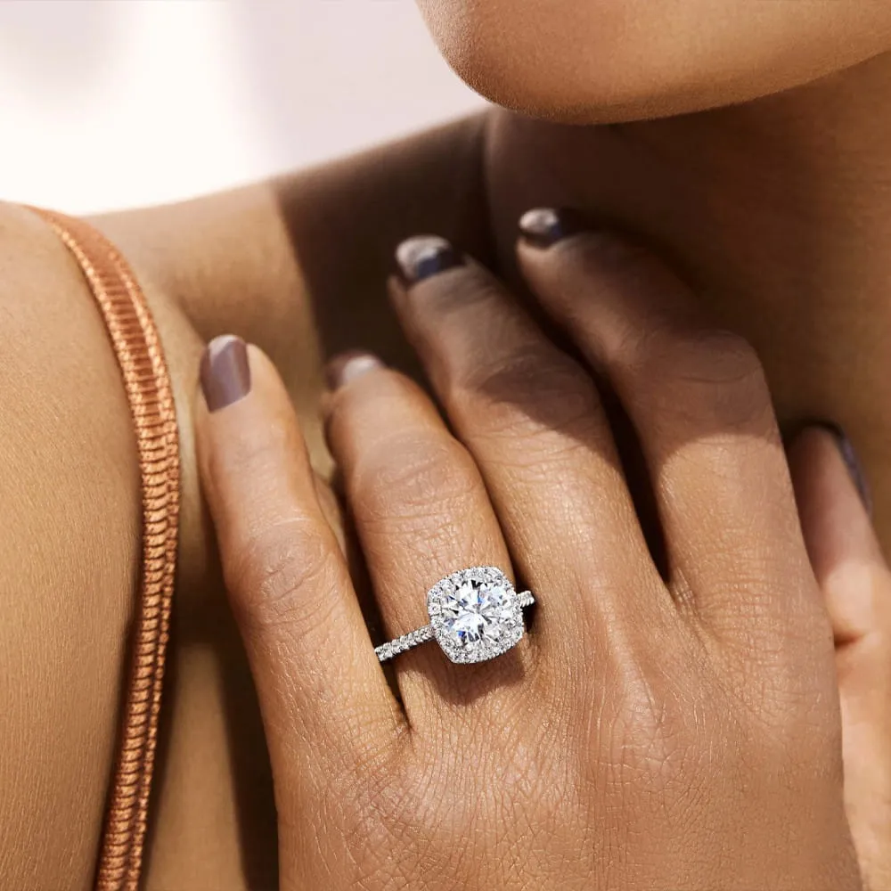 Model Wearing a Diamond Engagement Ring