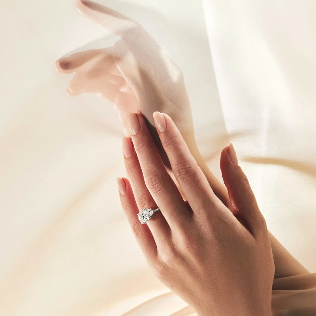 Model Wearing a Diamond Engagement Ring