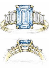 Initial custom jewelry sketch