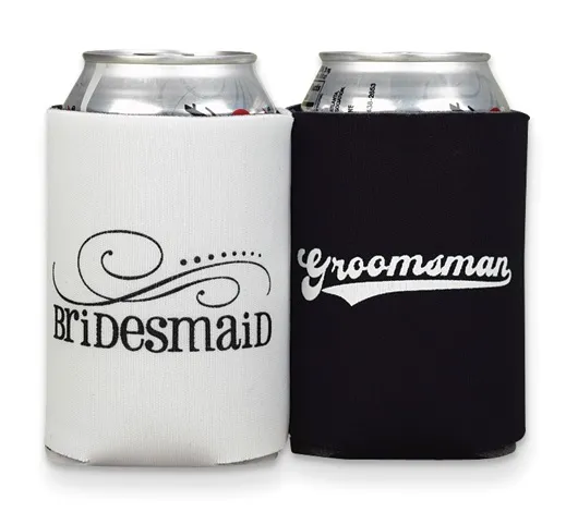 bridesmaid and groomsman can koozie or can cozy holder