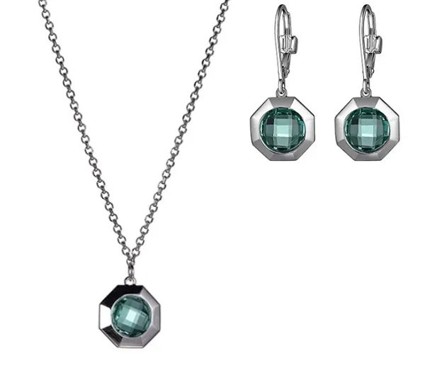 elle sterling silver cadre collection. Round green quartz stone