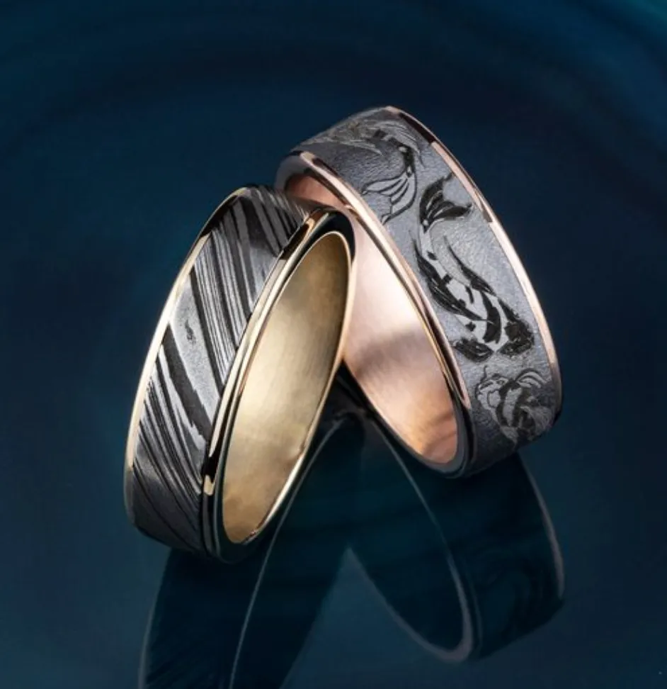 carved gold bands for him   Bay Area Diamond Company Green Bay, WI
