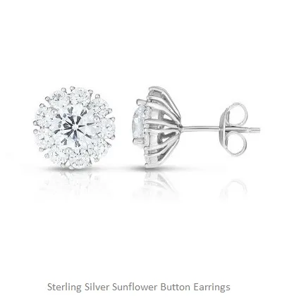 sterling silver sunflower button earrings jewelry