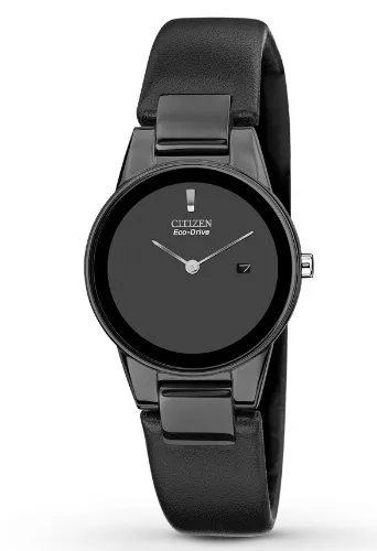 citizen brand black leather watch