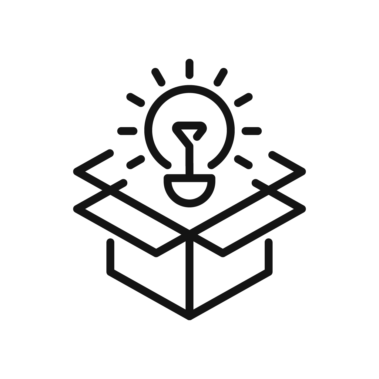 Light bulb emerging from an open box, symbolizing custom jewelry design ideas at Bethany's Jewelry in Wellsboro.