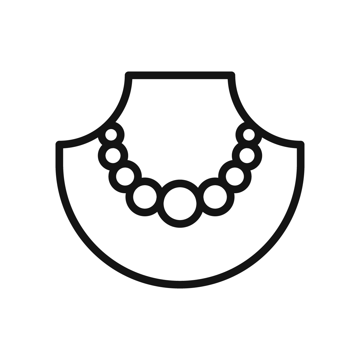 Outline of a necklace icon representing heirloom jewelry restoration services at Bethany's Jewelry in Wellsboro.