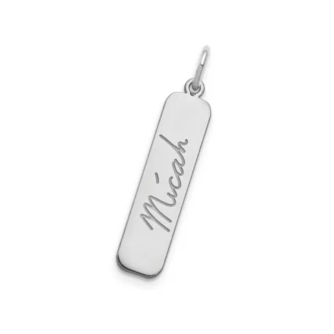 Custom Signature bar Pendants Customizable Sterling Silver Signature Bar Pendants for our anniversary price of $36.50! Black River Diamond Company Medford, WI