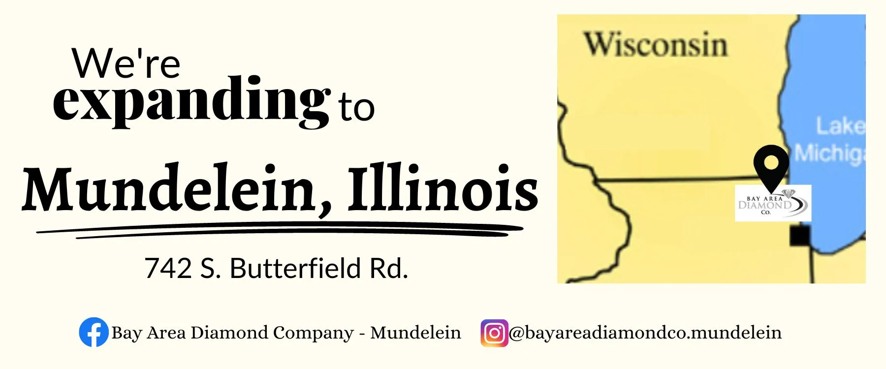 We are growing! We are EXPANDING to our third location in Mundelein, Illinois! The new location will be named 'Bay Area Diamond Company', like our flagship store in Green Bay.We are SO excited for this expansion and opportunity.If you know anyone in the Chicago area, please send them our way!Please show the new location some love by liking them on Facebook and Instagram. Black River Diamond Company Medford, WI
