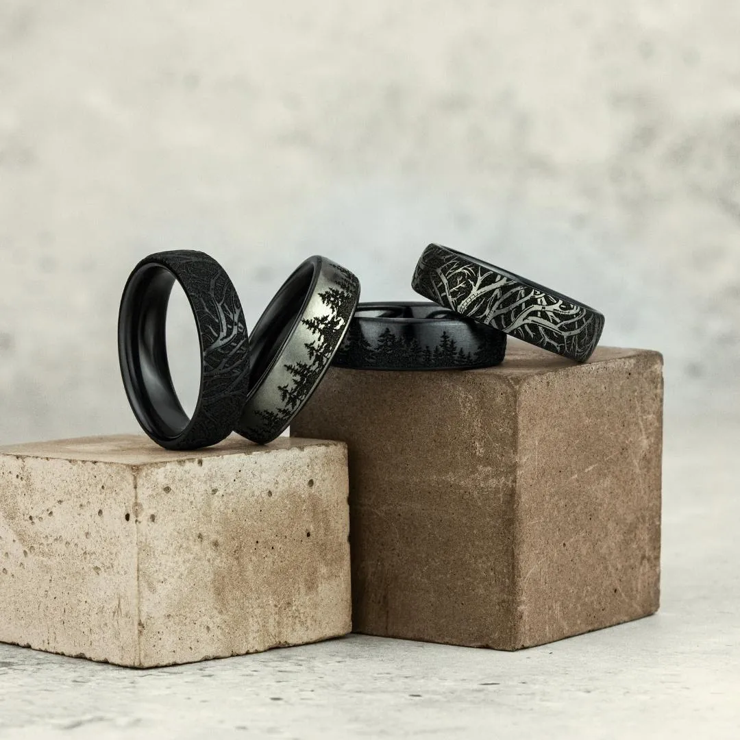 Gents wedding bands See rings in 14 karat white, rose, or yellow gold, tantalum, tungsten and other alternative metals. Black River Diamond Company Medford, WI