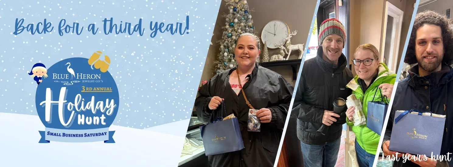 Blue Heron Jewelry's Holiday Hunt! Join us on Small Business Saturday to hunt for ornaments with special prizes! Blue Heron Jewe