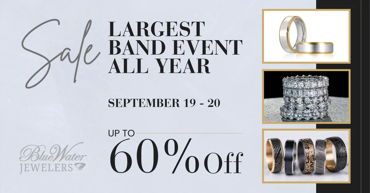 Largest Wedding Band Sale of the Year – Save Up to 60% | Blue Water Jewele