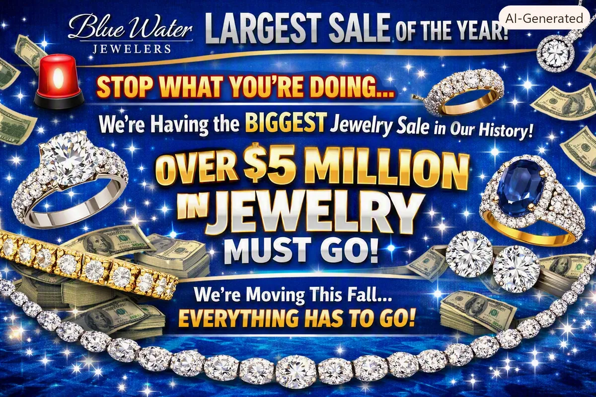 BLUE WATER JEWELERS LARGEST SALE OF THE YEAR!