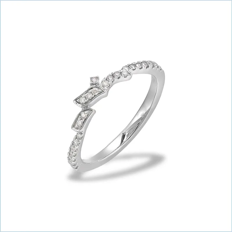 Elegant diamond ring with a unique design, featuring sparkling stones set in white gold.