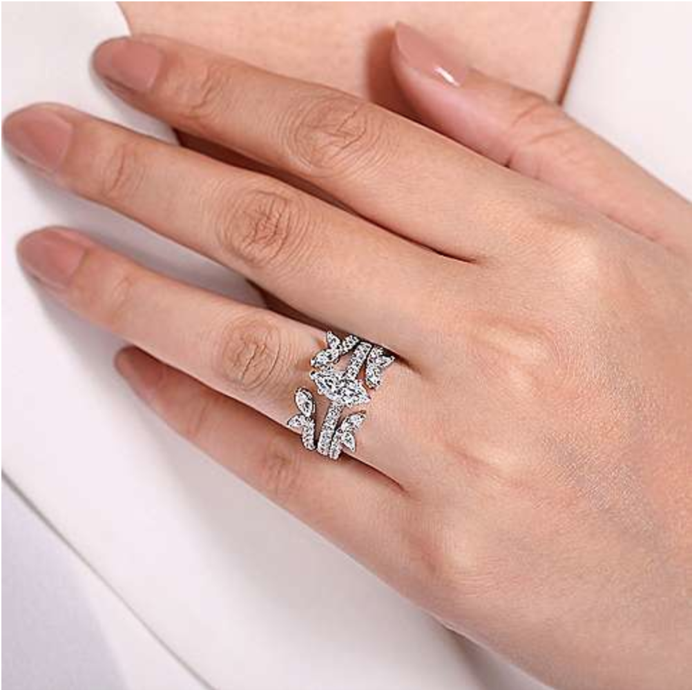 Double Diamond Ring - 18K White Gold » JewelryThis - Custom Jewelry