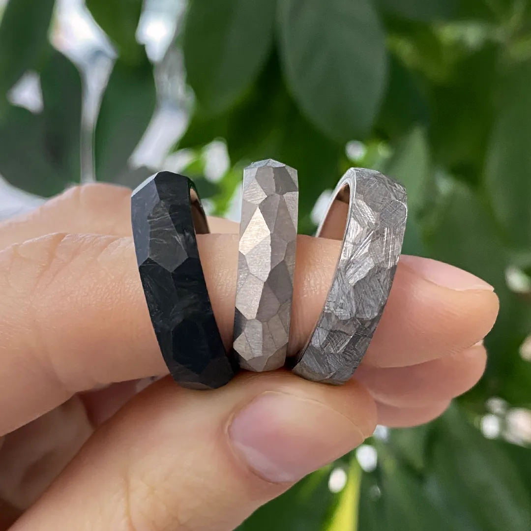 Forged Carbon, Titanium, and Meteorite Wedding Bands