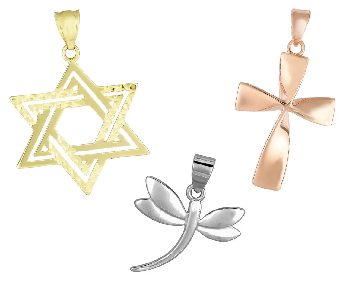 Other pendant styles, such as religious or lifesyte, are available at Castle Couture Fine Jewelry in Manalapan, NJ