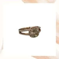 Item E – 14k rose gold halo diamond engagement ring with split shank, 1.97 ct center