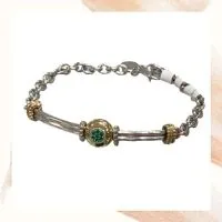 Item K – Love Life sterling silver and 14k emerald bracelet