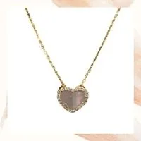 Item N – Frederic Sage Venus heart pendant, 14k yellow gold with mother of pearl and diamonds