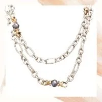 Item T – Judith Ripka 36-inch onyx bead necklace with sterling toggle and onyx tassel with white sapphire accents