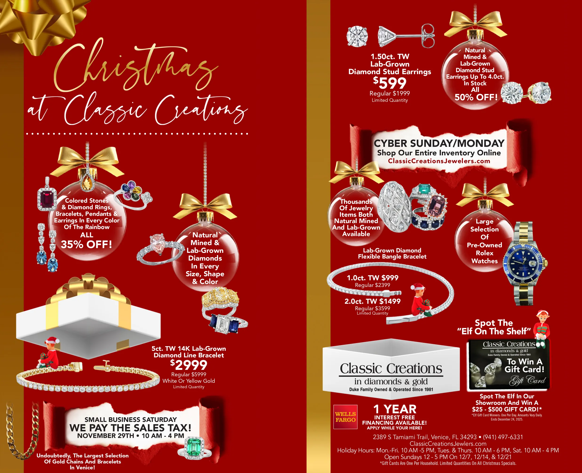 CHRISTMAS AT CLASSIC CREATIONS https://www.classiccreationsjewelers.com/specialsLike and follow our Facebook page to make sure you don't miss out on ALL of our December Savings & Events! https://www.facebook.com/classiccreationsdg/ Classic Creations In Diamonds & Gold Venice, FL