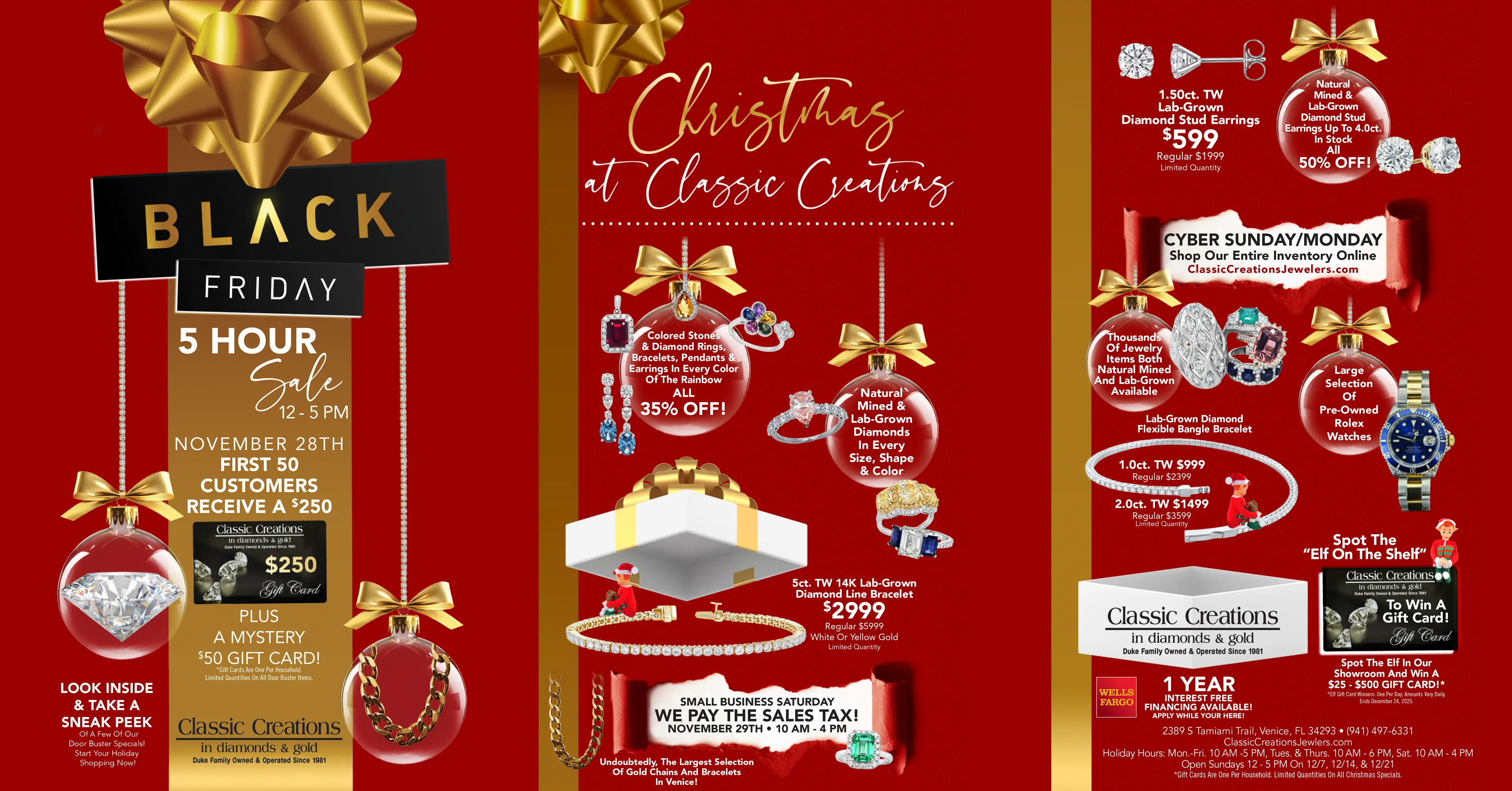 CHRISTMAS AT CLASSIC CREATIONS Like and follow our Facebook page to make sure you don't miss out on ALL of our December Savings & Events! https://www.facebook.com/classiccreationsdg/ Classic Creations In Diamonds & Gold Venice, FL