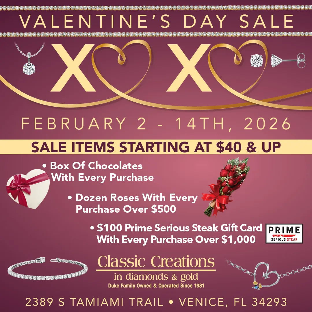 Your One Stop Valentine's Day Store The perfect gift, chocolate, roses and dinner. Classic Creations In Diamonds & Gold Venice, FL