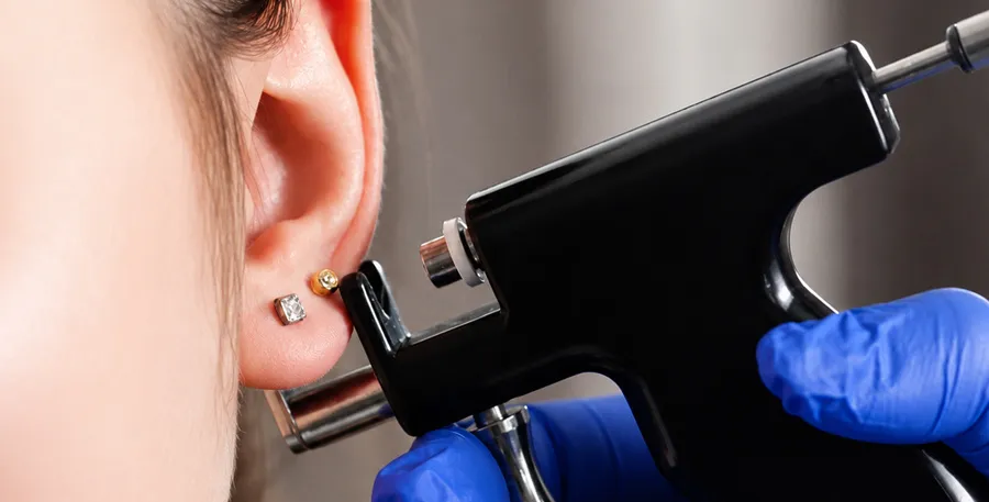 Ear piercing at Classic Creations in Venice, Florida.